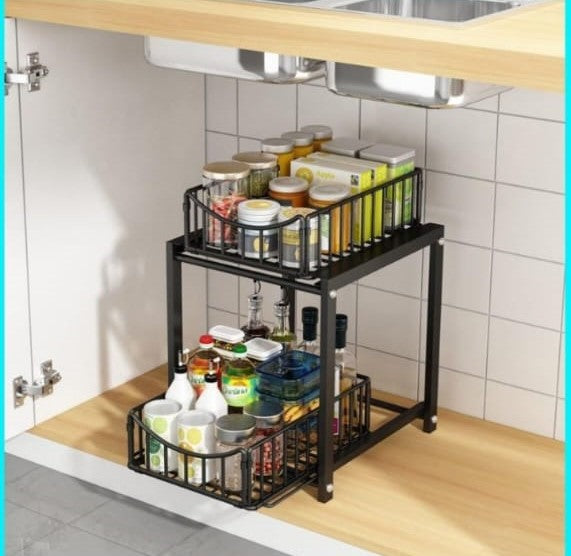 Under-Sink 2-Tier Sliding Organizer