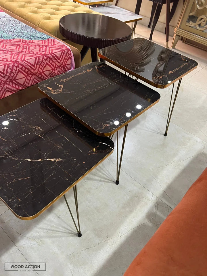 Square Black Glory nesting table set of 3